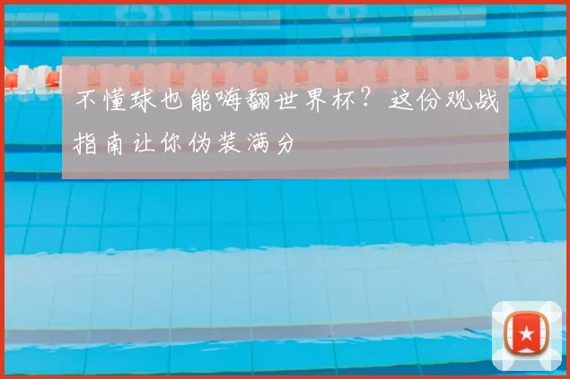 不懂球也能嗨翻世界杯？这份观战指南让你伪装满分